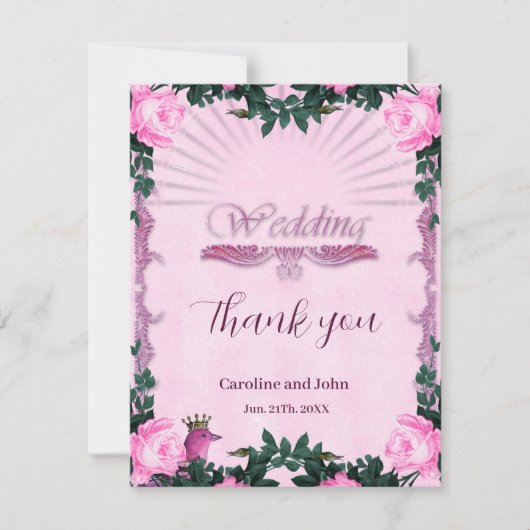 Wunderschöne rosa Rosen Dankeskarte (Vorderseite)