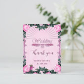 Wunderschöne rosa Rosen Dankeskarte (Stehend Vorderseite)