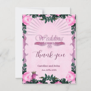 Wunderschöne rosa Rosen Dankeskarte