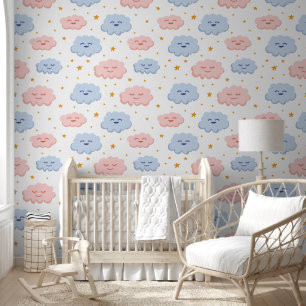 Wunderschöne rosa und blaue Babywolke für Kinder Tapete