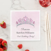 Wunderschöne rosa Wasserfarben-Prinzessin-Geburtst Serviette (Beispiel)