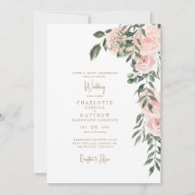 Wunderschöne rosafarbene Blumen-Hochzeit mit golde