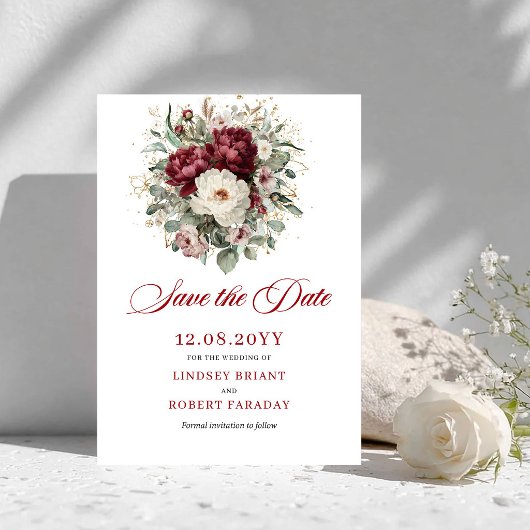 Wunderschöne rosafarbene Burgunder-Rettet-das-Datu Save The Date