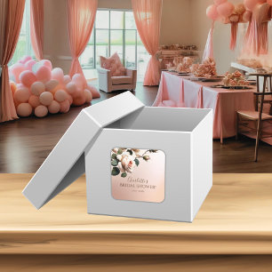 Wunderschöne Rosé-Beige-Öl-Rosen-Brautparty Quadratischer Aufkleber