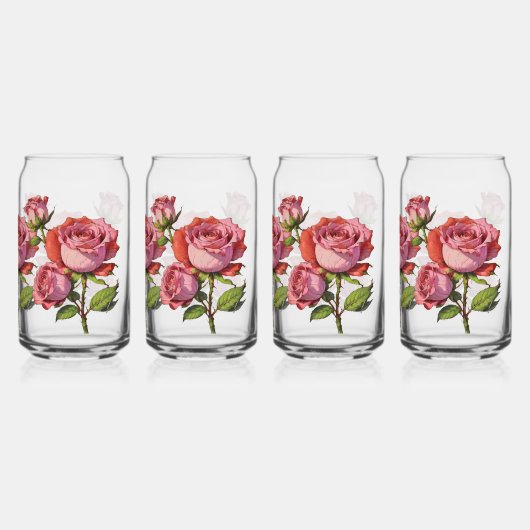 Wunderschöne Rose Rosa Trinkbehälter Set Dosenglas (Hinten)