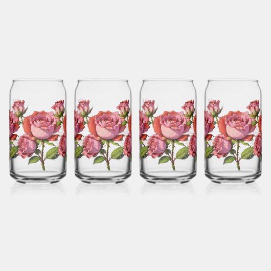 Wunderschöne Rose Rosa Trinkbehälter Set Dosenglas (Links)