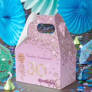 Wunderschöne Roségold Glitter-Schleife 30. Geburts Geschenkschachtel