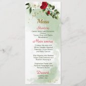 wunderschöne, rot-weiße Blume, botanisch Menükarte (Vorderseite)