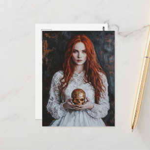 Wunderschöne Rothaarige Frau mit einem goldenen To Postkarte