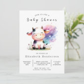 Wunderschöne rustikale Kuh Babydusche Einladung (Stehend Vorderseite)