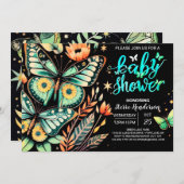 Wunderschöne Sage Flutter Babydusche Einladung (Vorne/Hinten)