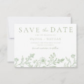 Wunderschöne Sage-Linienkunst-Hochzeit Save The Date (Vorderseite)