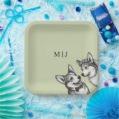 Wunderschöne Salbeigrüne - Whimsical Corgi Hochzei Pappteller (Party)