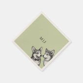 Wunderschöne Salbeigrüne - Whimsical Corgi Hochzei Serviette (Ecke)