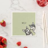 Wunderschöne Salbeigrüne - Whimsical Corgi Hochzei Serviette (Beispiel)