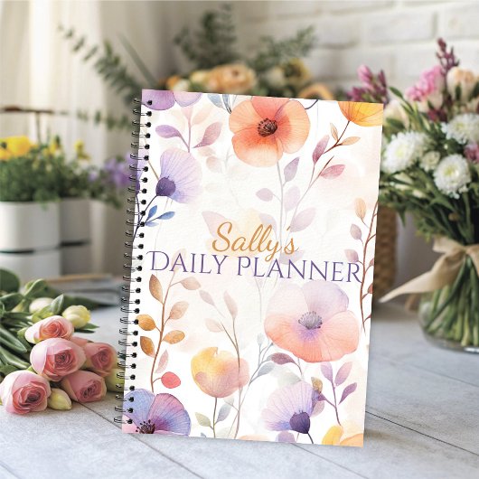 Wunderschöne sanfte Wasserfarbenblüten Planer