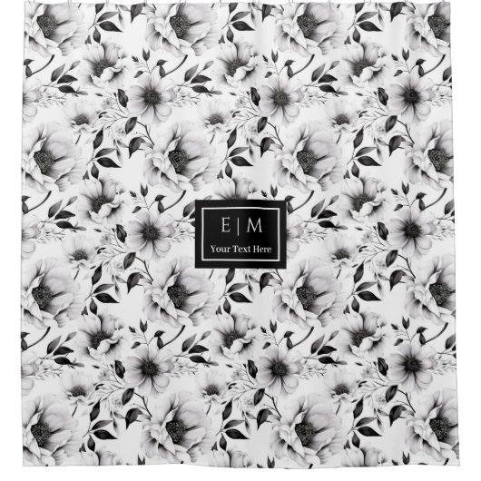 Wunderschöne schwarz-weiße Blume Duschvorhang (Vorderseite)