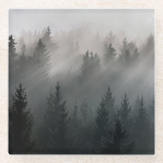 Wunderschöne schwarz-weiße Morgenberge Glasuntersetzer (Vorderseite)