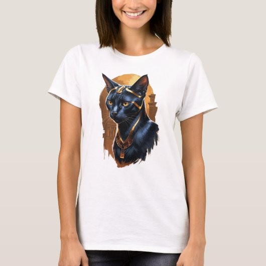 Wunderschöne schwarze ägyptische Katze T-Shirt (Vorderseite)