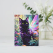 Wunderschöne schwarze Katze mit Feenflügeln Postkarte (Stehend Vorderseite)