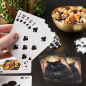 Wunderschöne schwarze Katze mit Goldaugenmonogramm Spielkarten (In Situ)