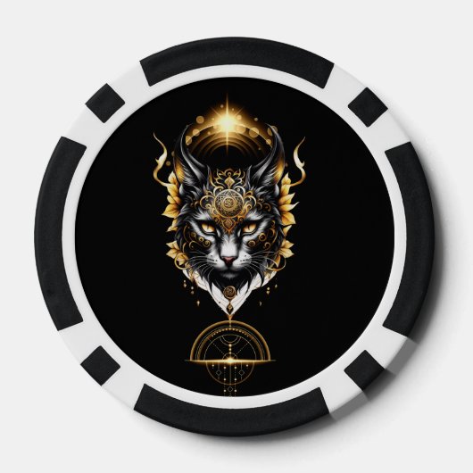 Wunderschöne schwarze Katze. Pokerchips (Rückseite)