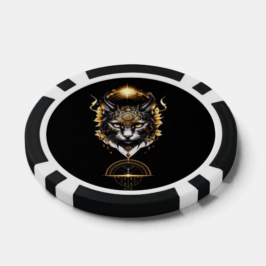 Wunderschöne schwarze Katze. Pokerchips (Einzeln)