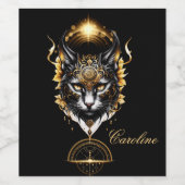 Wunderschöne schwarze Katze. Weinetikett (Einzelnes Label)