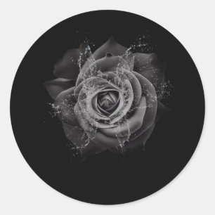 Wunderschöne schwarze Rosenblume Hochzeit Junggese Runder Aufkleber