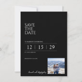 Wunderschöne schwarze und weiße Hochzeit Save The Date (Vorderseite)
