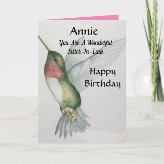 Wunderschöne Schwesternin Birthday Sweet Hummingbi Karte (Vorderseite)