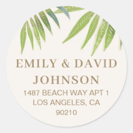 Wunderschöne Sommerpalmenbaum Liebe Hochzeitsfeier Runder Aufkleber
