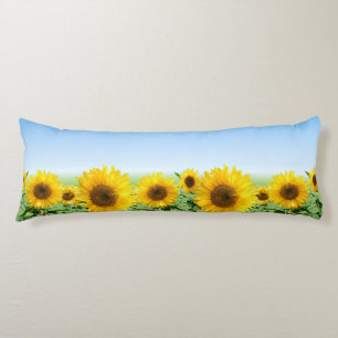 Wunderschöne Sonnenblumen auf Himmelblauem Körperk Seitenschläferkissen