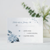 wunderschöne staubige blaue Blume Blätter UAWG RSVP Karte (Stehend Vorderseite)