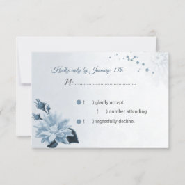 wunderschöne staubige blaue Blume Blätter UAWG RSVP Karte