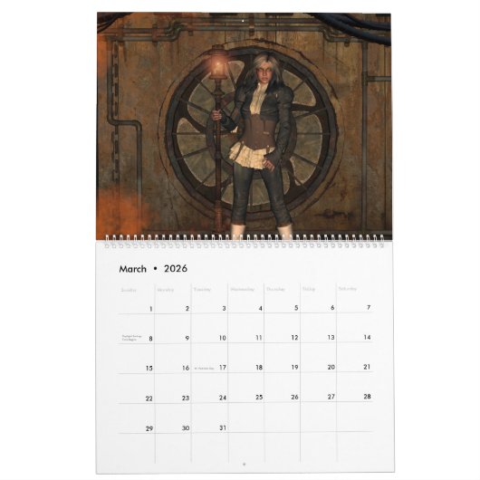 Wunderschöne Steamphansdesigns Kalender (Mär 2026)