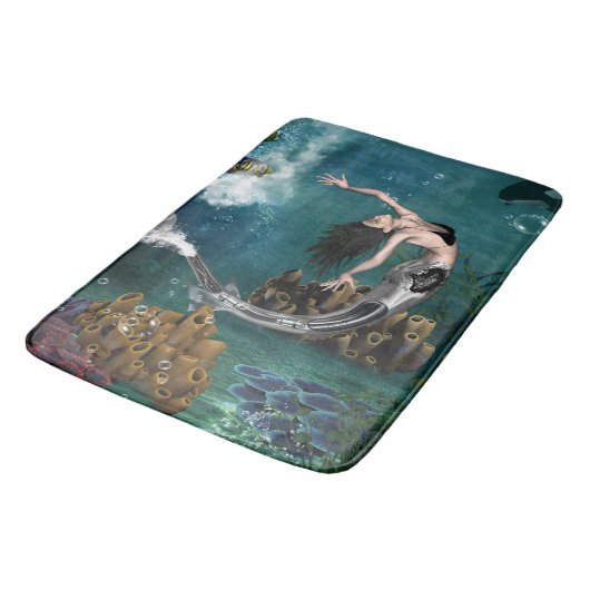 Wunderschöne SteampunkenMeerjungfrau Badematte (Schrägansicht)