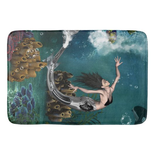 Wunderschöne SteampunkenMeerjungfrau Badematte (Vorderseite)