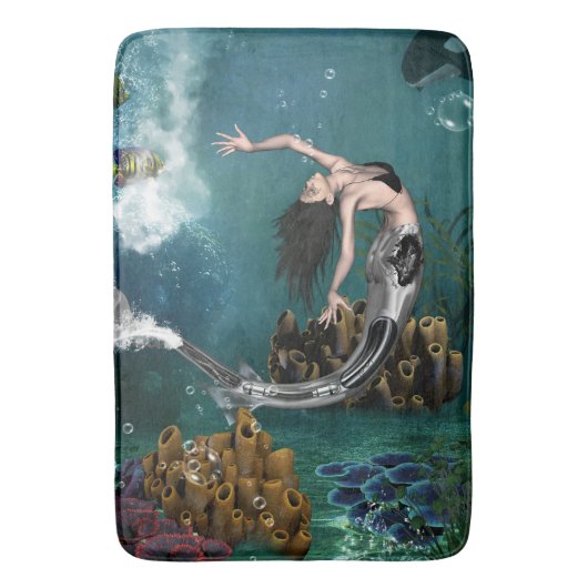 Wunderschöne SteampunkenMeerjungfrau Badematte (Vorderseite Vertikal)