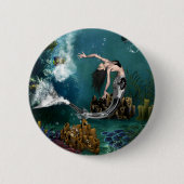 Wunderschöne SteampunkenMeerjungfrau Button (Vorderseite)