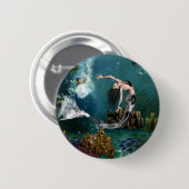 Wunderschöne SteampunkenMeerjungfrau Button (Vorne & Hinten)