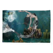 Wunderschöne SteampunkenMeerjungfrau Kissenbezug (Rückseite)