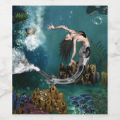 Wunderschöne SteampunkenMeerjungfrau Weinetikett (Einzelnes Label)