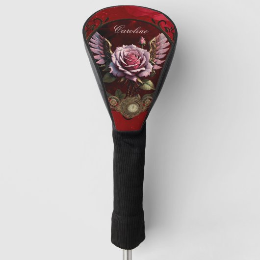 Wunderschöne Steampunker-Rose mit Flügeln Golf Headcover (Vorderseite)