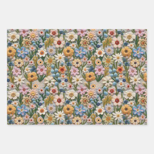 Wunderschöne Stickereifolien Geschenkpapier Set (Vorderseite 3)