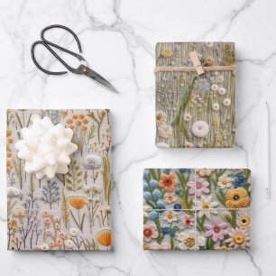 Wunderschöne Stickereifolien Geschenkpapier Set