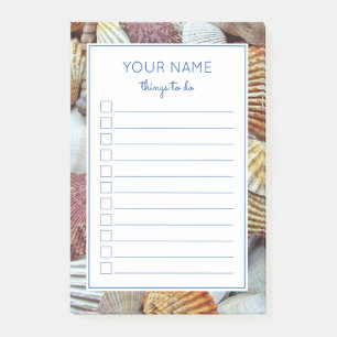 WUNDERSCHÖNE STRANDSEASHELLS FÜR DIE LISTE NACH DE POST-IT KLEBEZETTEL