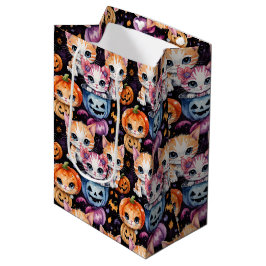 Wunderschöne süße Wasserfarbe Halloween Kätzchen Mittlere Geschenktüte