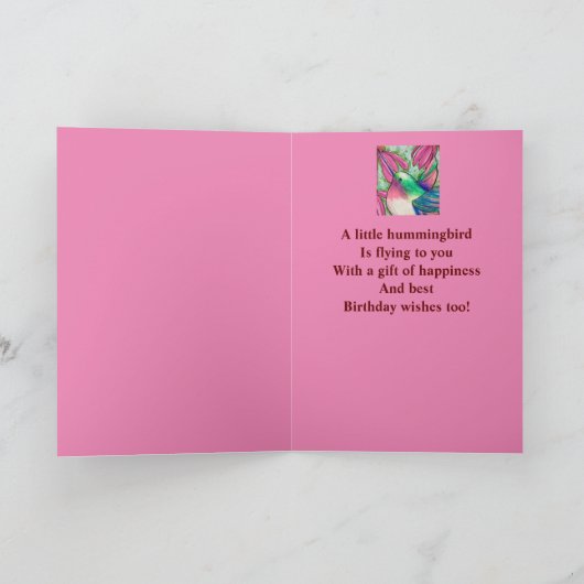 Wunderschöne Tante Birthday Hummingbird Coneflower Karte (Innenseite)