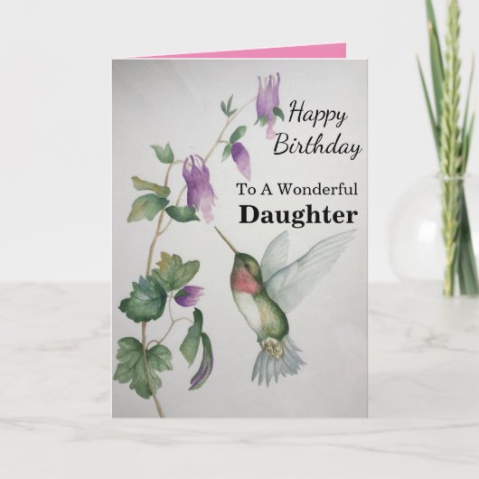 Wunderschöne Tochter Birthday Hummingbird Garden Karte (Vorderseite)